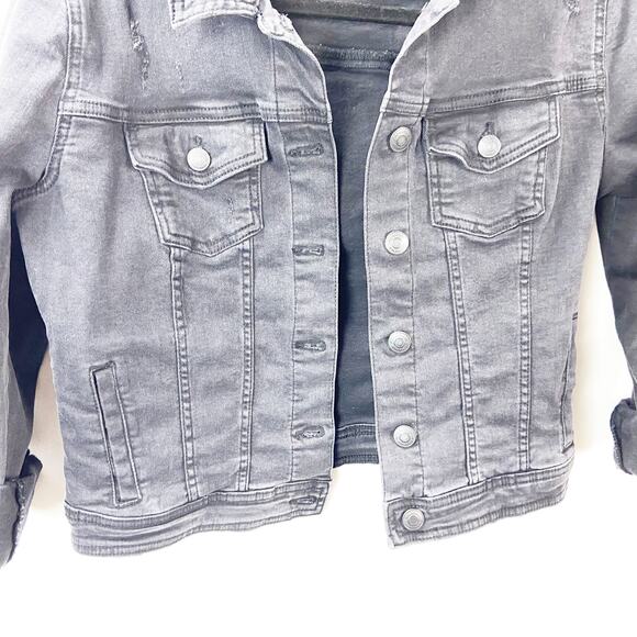 2/$30 Aeropostale Medium Womens Black Wash Seriously Stretchy Denim Jean Jacket - Picture 5 of 12